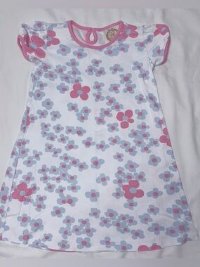 The Beaufort Bonnet Co Polly Play dress with blue and pink flowers sz 6 EUC